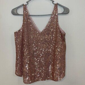 LOFT Gold Sequin Sleeveless Top Size XXS